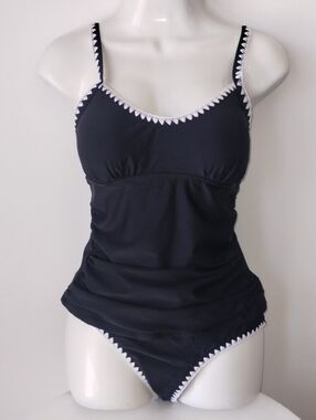 Cupshe Black Tankini with White Trim